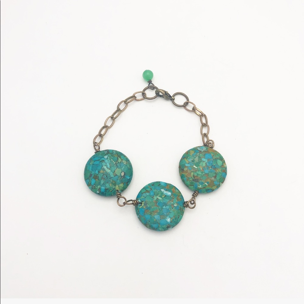 ARTISAN BRASS GEMSTONE BRACELET